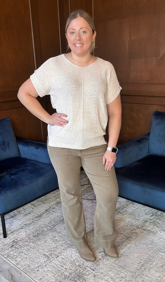 Aurelia Tummy Control High Rise Flare Pants β Brown Wash Denim