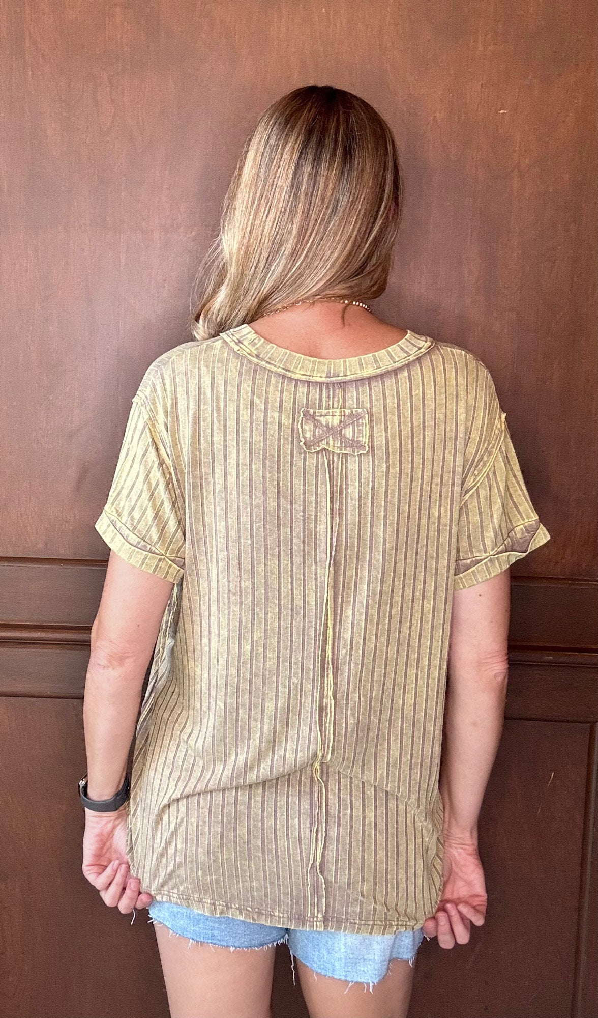 Betty Acid Washed Ribbed Short Sleeve Top – Mocha | Soft Ribbed Fall Tee