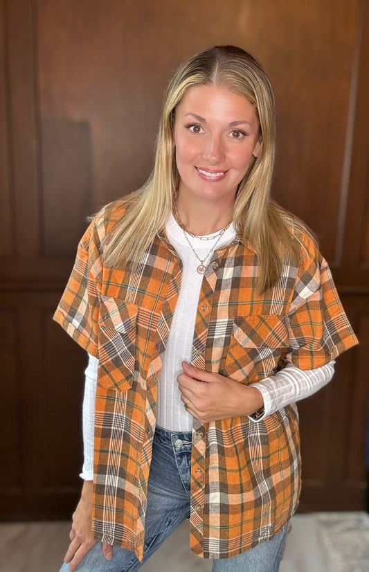 Baylor Mineral Washed Plaid Shirt β Short Sleeve Button Down