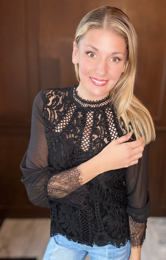 Serenity Black Lace Speakeasy Top β Vintage Meets Modern Edge