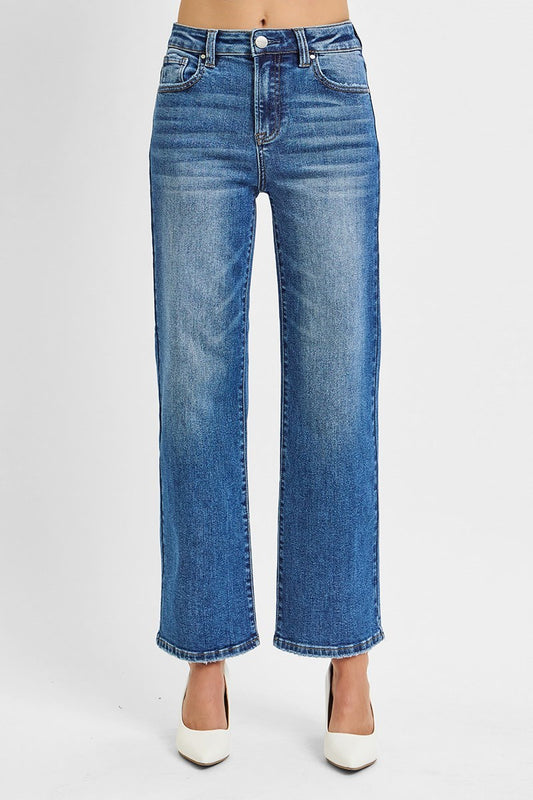Julianne High Rise Ankle Straight Relaxed Jeans – Soft Stretch Denim