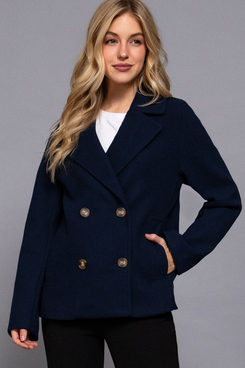 Whitworth Mid Length Peacoat – Navy