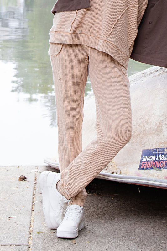 Mayra MINERAL WASHED WAFFLE LOUNGE JOGGER PANTS