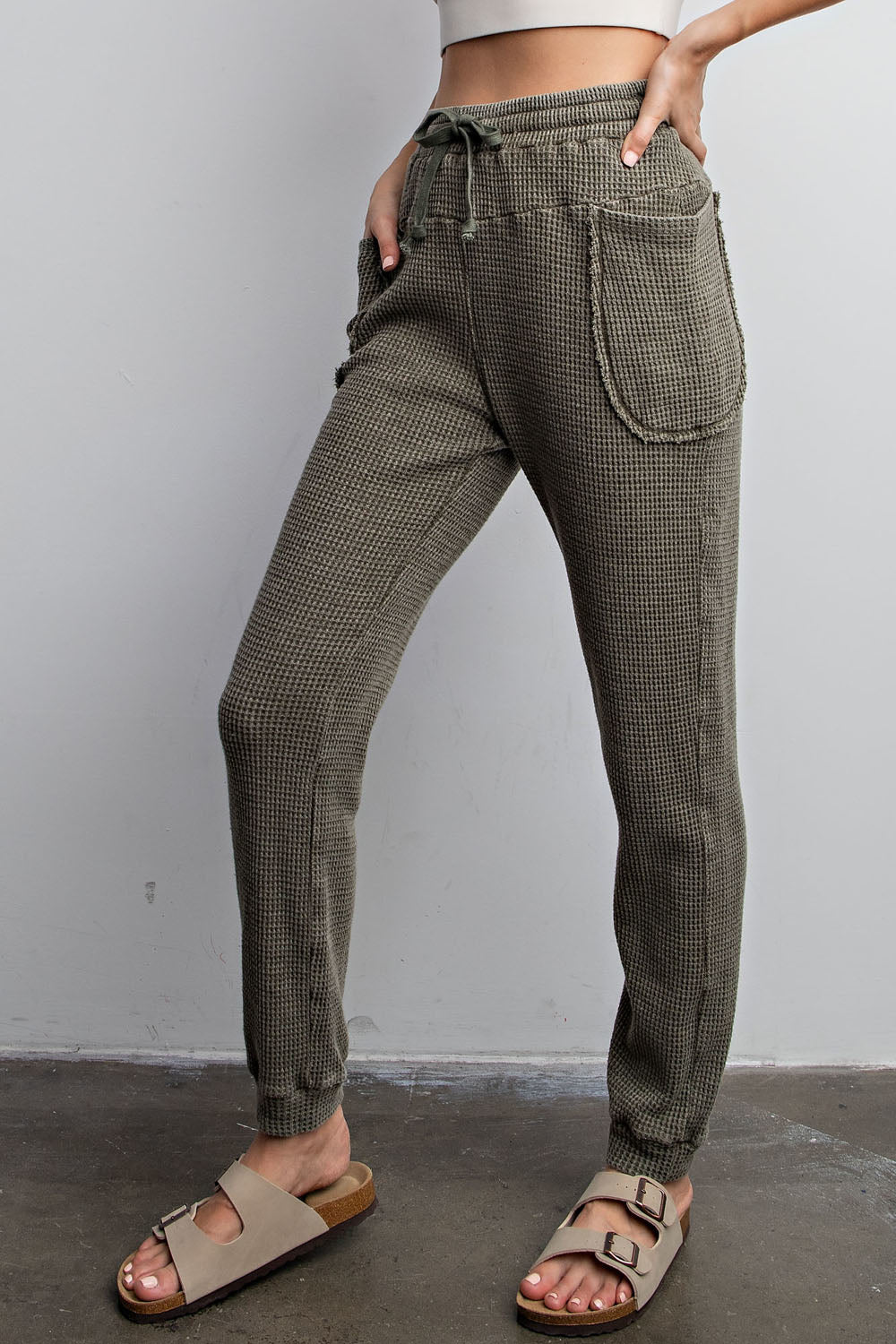Mayra MINERAL WASHED WAFFLE LOUNGE JOGGER PANTS