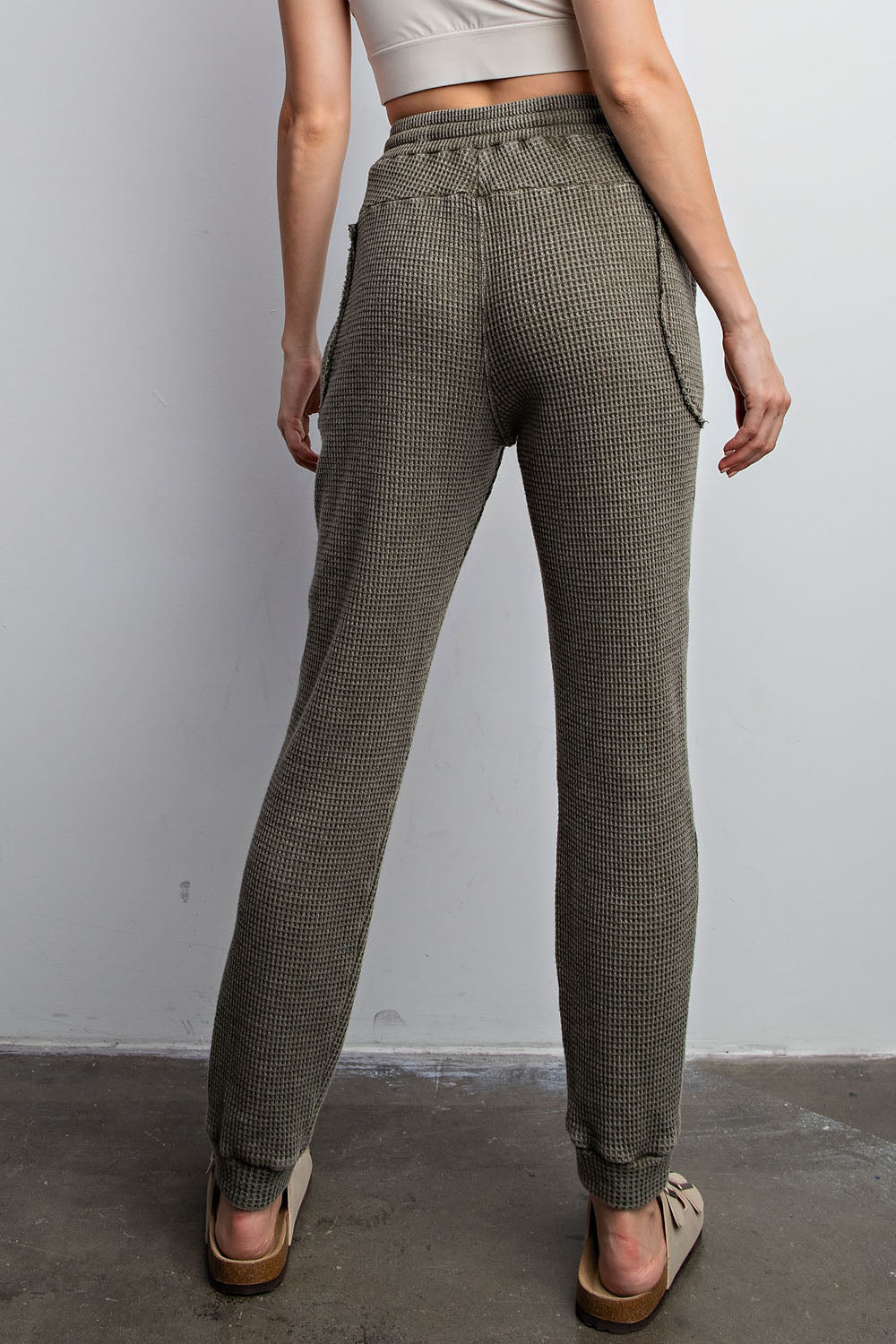 Mayra MINERAL WASHED WAFFLE LOUNGE JOGGER PANTS