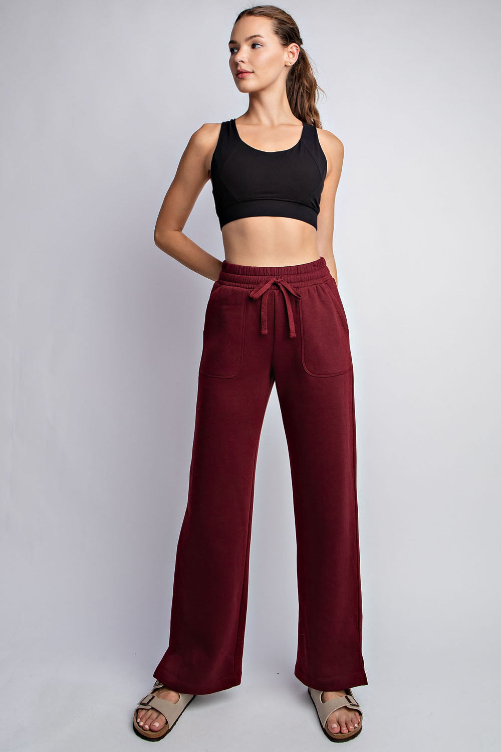 Rae Mode Rena Fleece French Terry Straight Leg Pants | Butter Soft Dupe