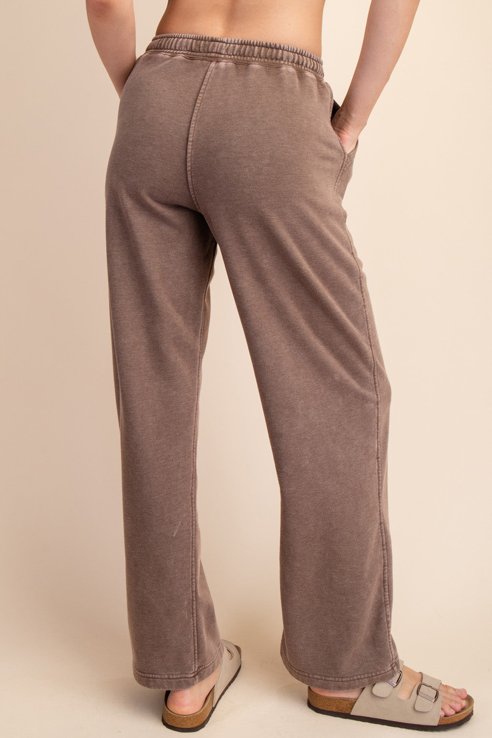Nash French Terry Relaxed Leg Sweatpants – Mineral Washed Mocha Lounge Pants