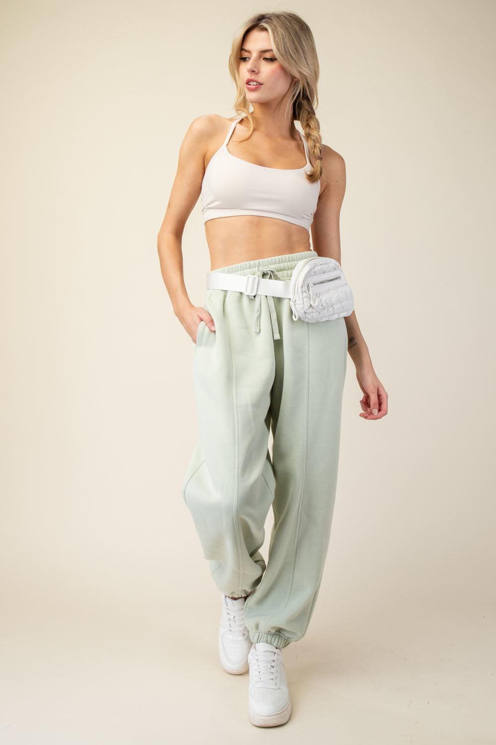 Hixson French Terry Fleece Jogger – Relaxed High-Rise Sweatpant in Eucalyptus