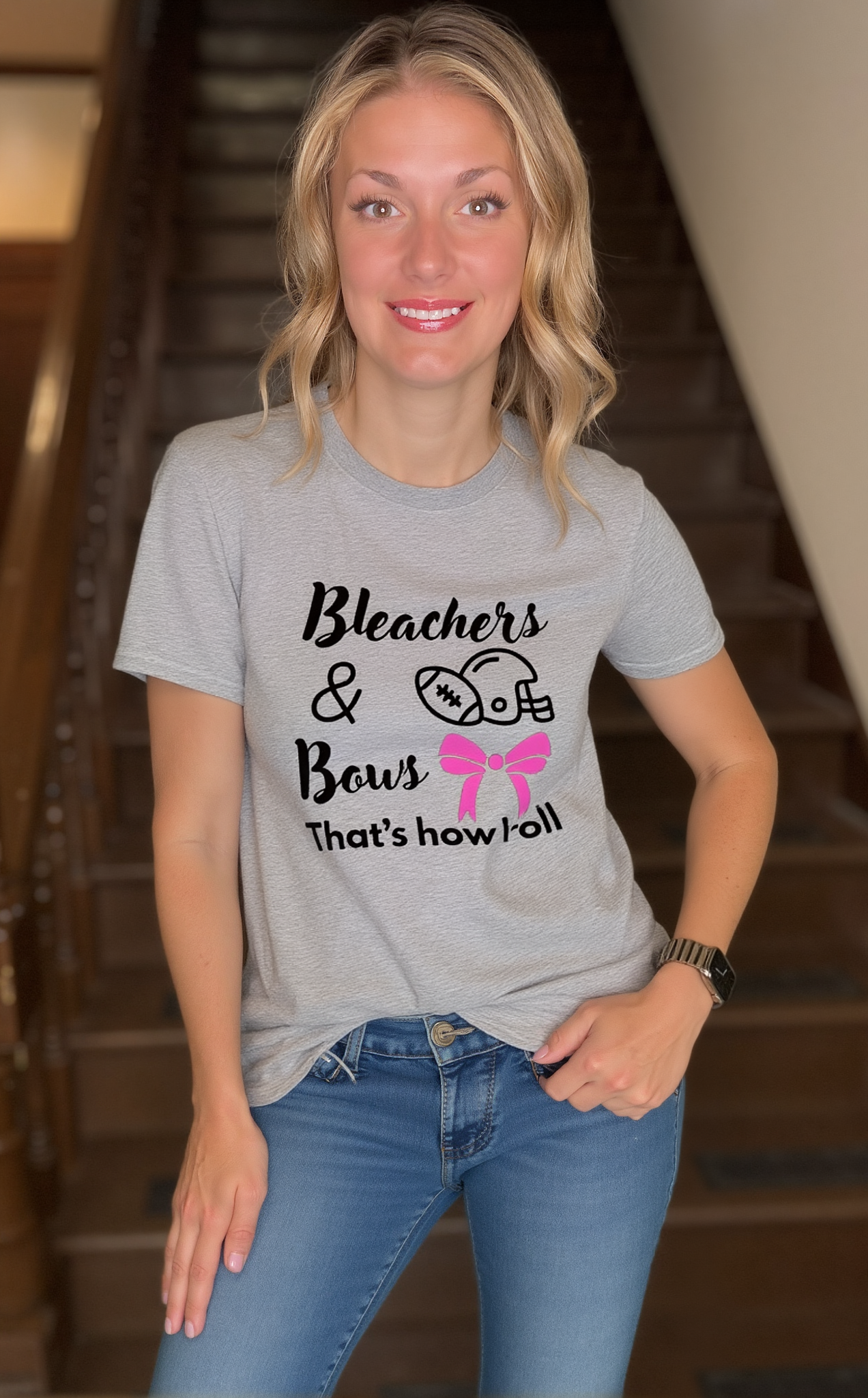 Bleachers & Bows Graphic Tee – Custom Game Day Shirt