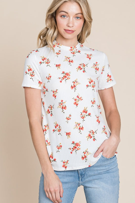 Beatrice Floral Mock Neck Top