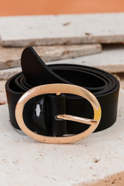 Joss Classic Oval Buckle Leather Belt – Wide Waist Belt
