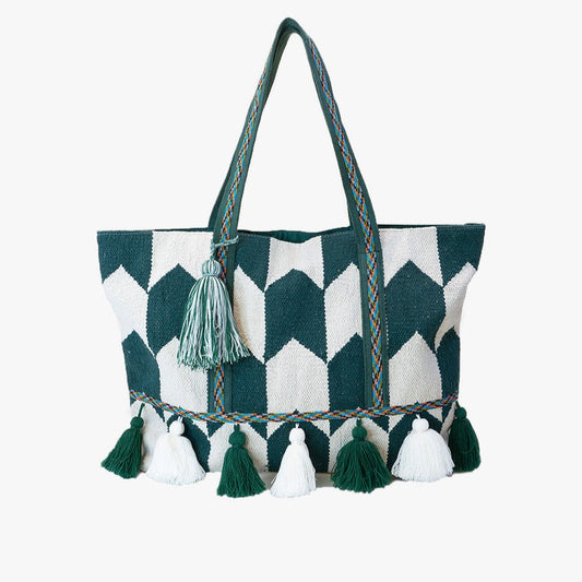 Game Day Green Handwoven Tote