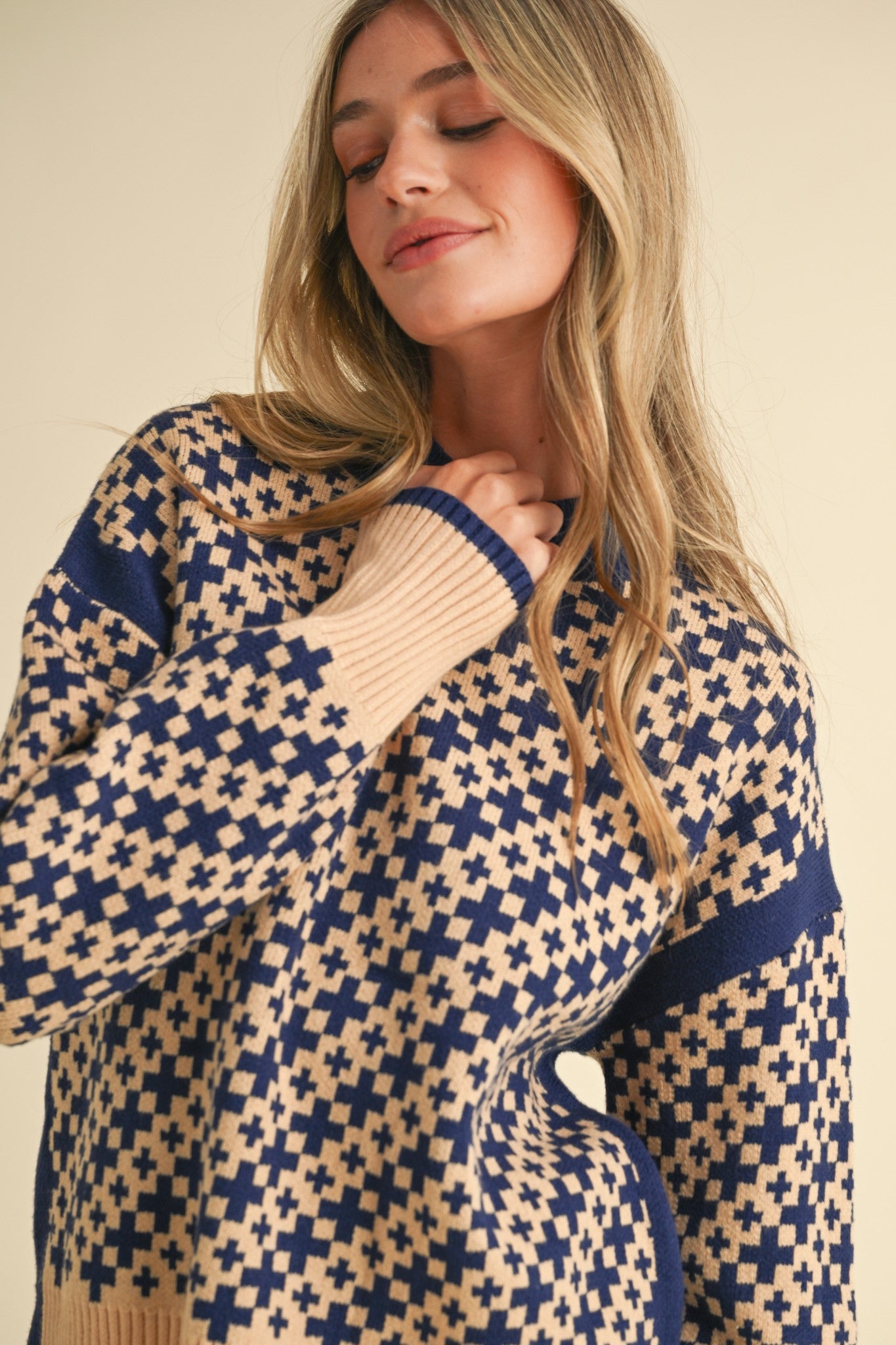 Haven Mock Neck Side Slit Pullover Sweater | Cozy Knit Long Sleeve