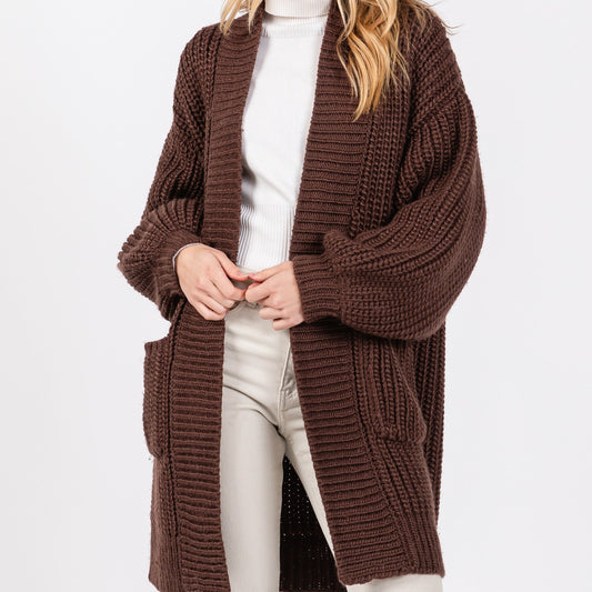 Avalon Chunky Long Knit Cardigan – Chocolate Cozy Layering Essential