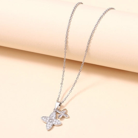 Jovie 18K Stainless Steel Tarnish-Free Rhinestone Cross Necklace – Silver