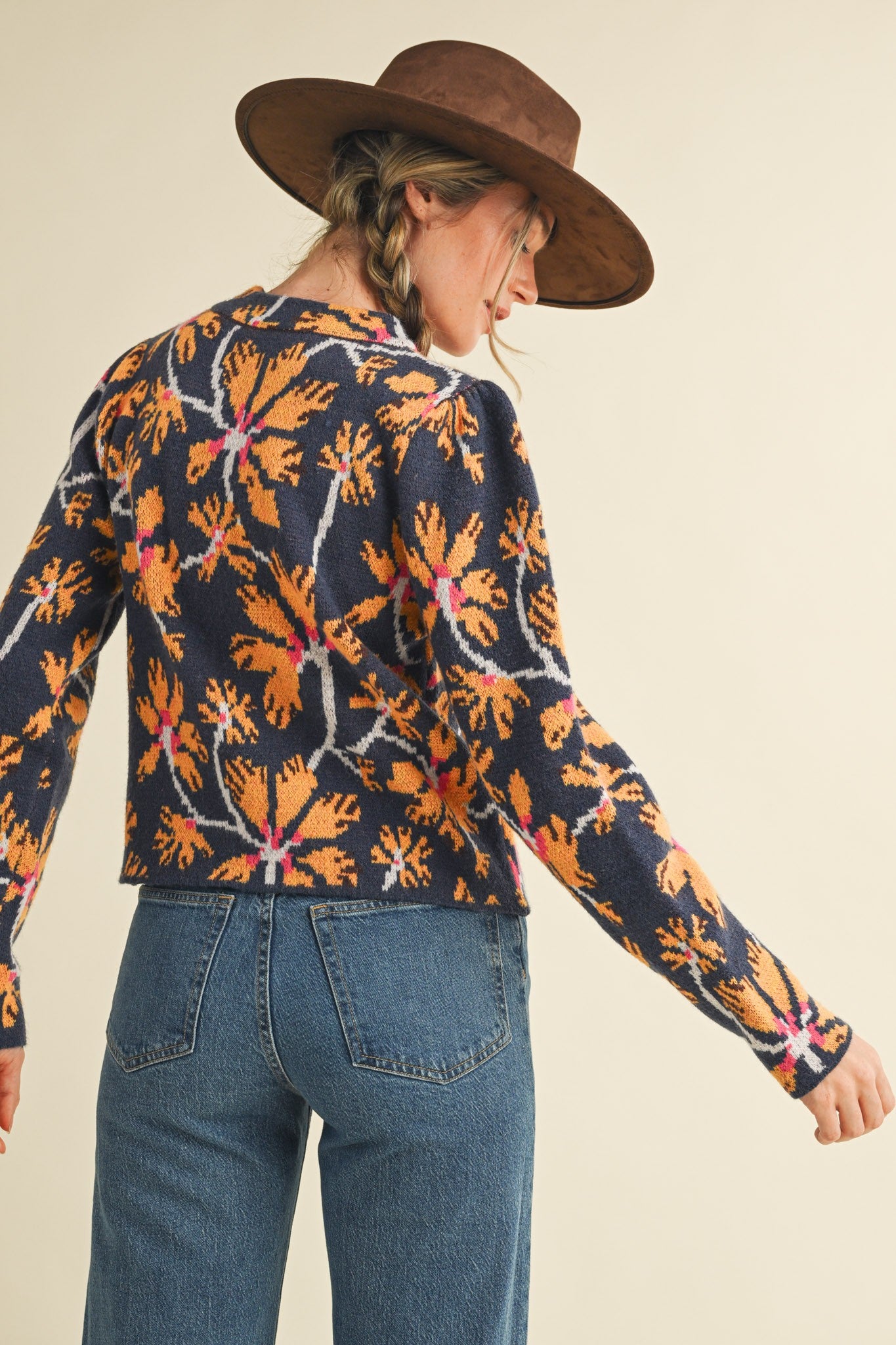 Henny Floral Mock Neck Sweater | Feminine Knit Pullover Top