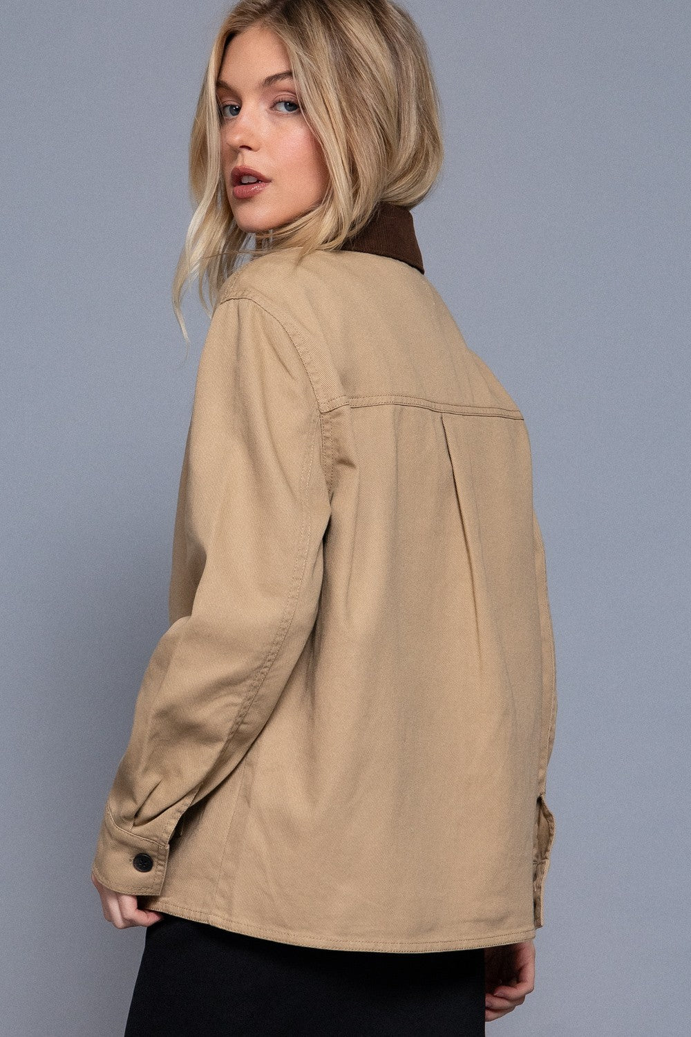 Asher Cotton Twill Work Jacket with Corduroy Collar