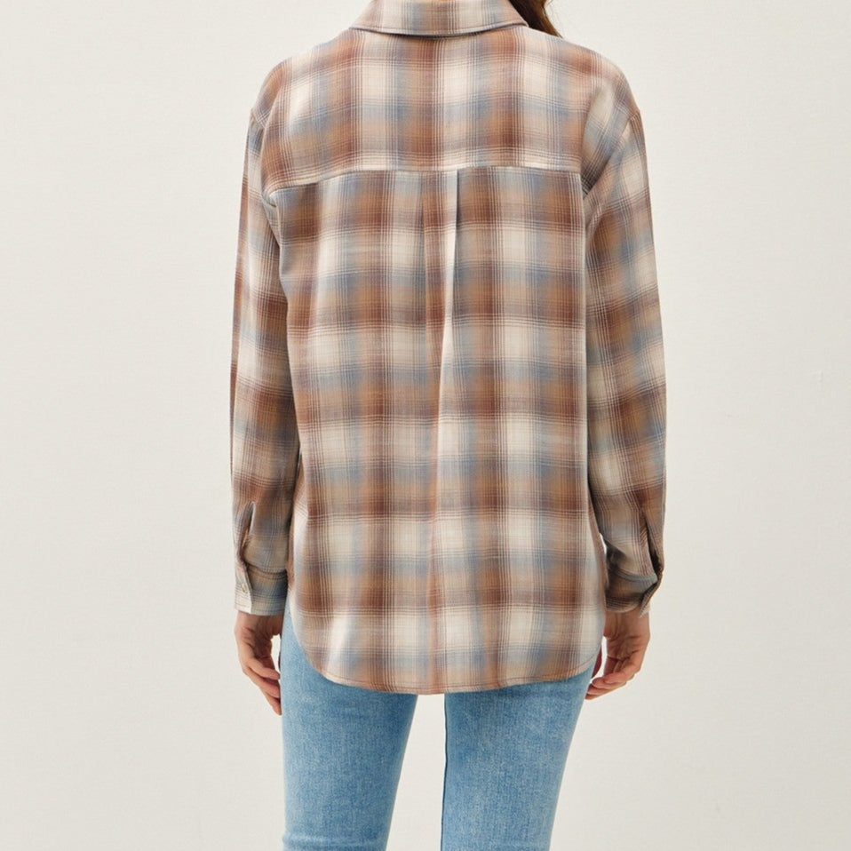 Blythe Mocha Plaid Shirt – Oversized Ultra-Soft Button Down