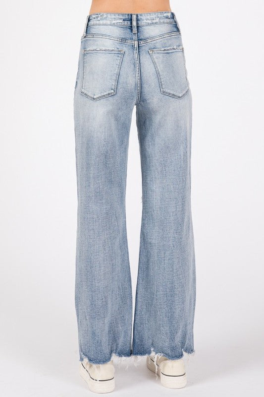 Polly Distressed High Rise Vintage Flare Jeans