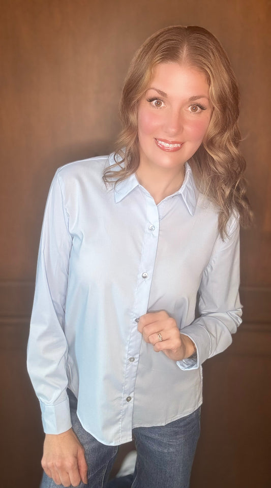 Eunice Classic Silky Button Up Collared Shirt | Timeless Everyday Essential