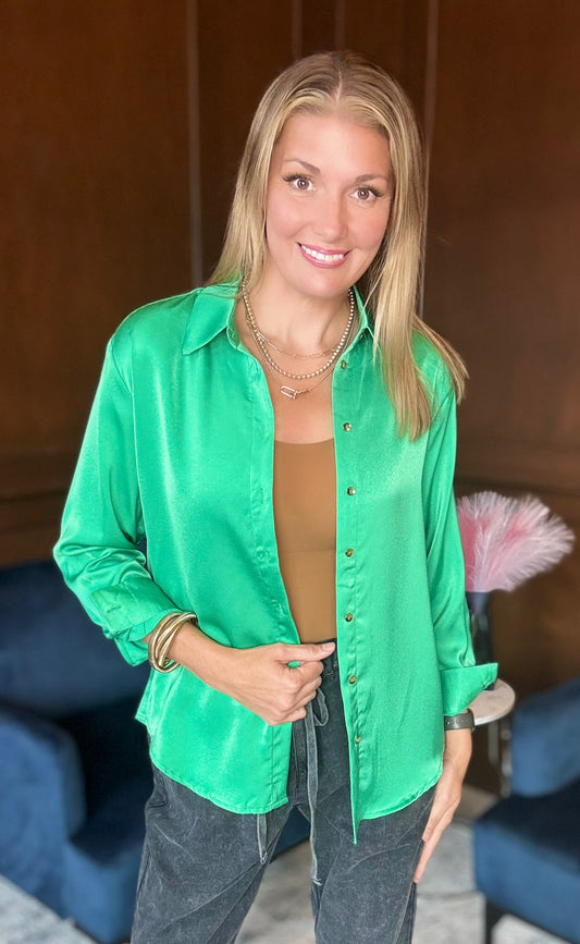 Evon Button Up Satin Blouse