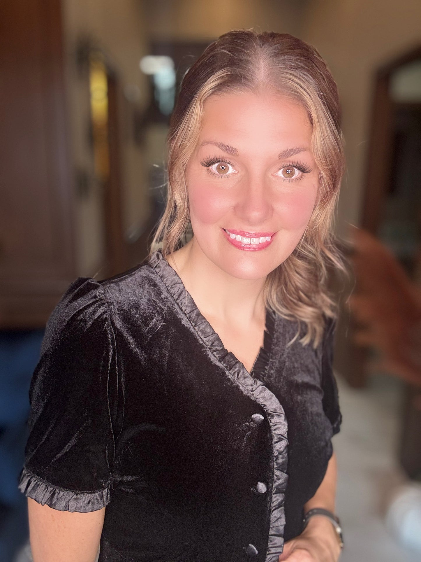 Noelle Holiday Velvet Ruffled Mini Dress – Luxe Festive Party Dress