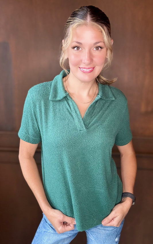 Hattie Collar Top – Soft Relaxed Fit Short Sleeve