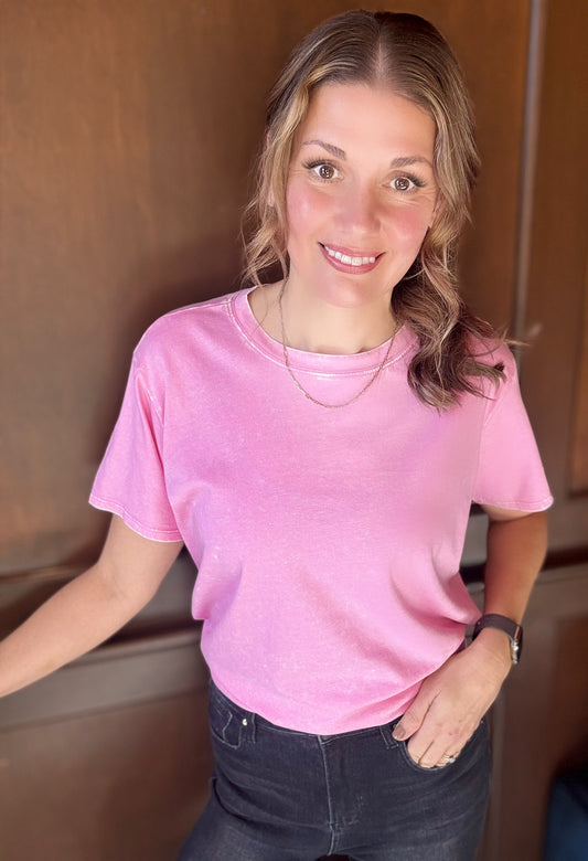Lenny Washed Short Sleeve Tee – Vintage Casual Cotton Top