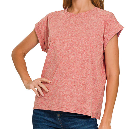 Dee Cotton Folded Sleeve Tee – Relaxed Everyday Basic