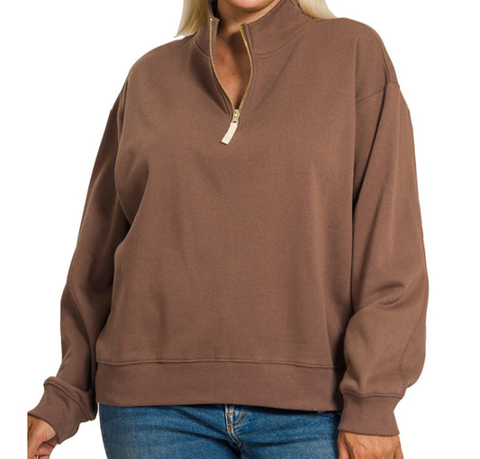Kerensa Half Zip Fleece Sweatshirt – Cozy Everyday Essential Plus Size