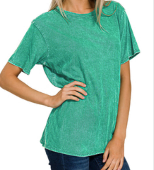 Lenny Washed Short Sleeve Tee – Vintage Casual Cotton Top
