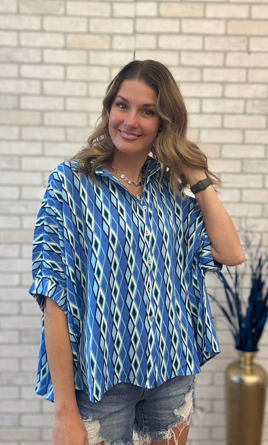Eden Diamond Printed Dolman Sleeve Top