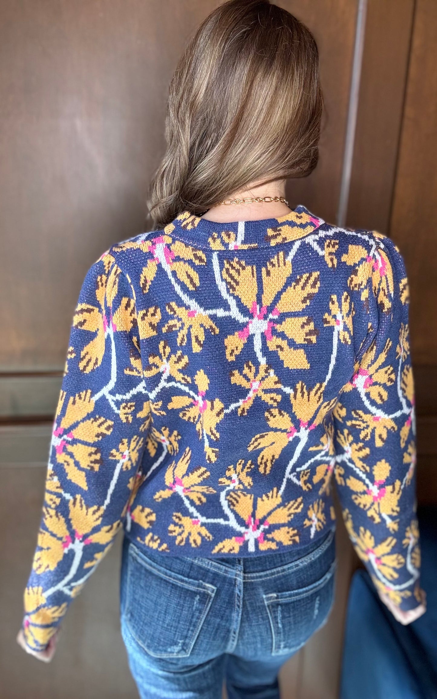 Henny Floral Mock Neck Sweater | Feminine Knit Pullover Top