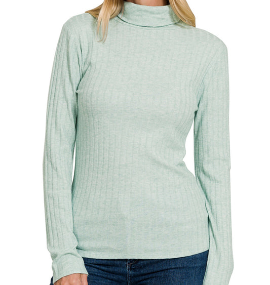 Tabitha Soft Ribbed Long Sleeve Turtleneck Top
