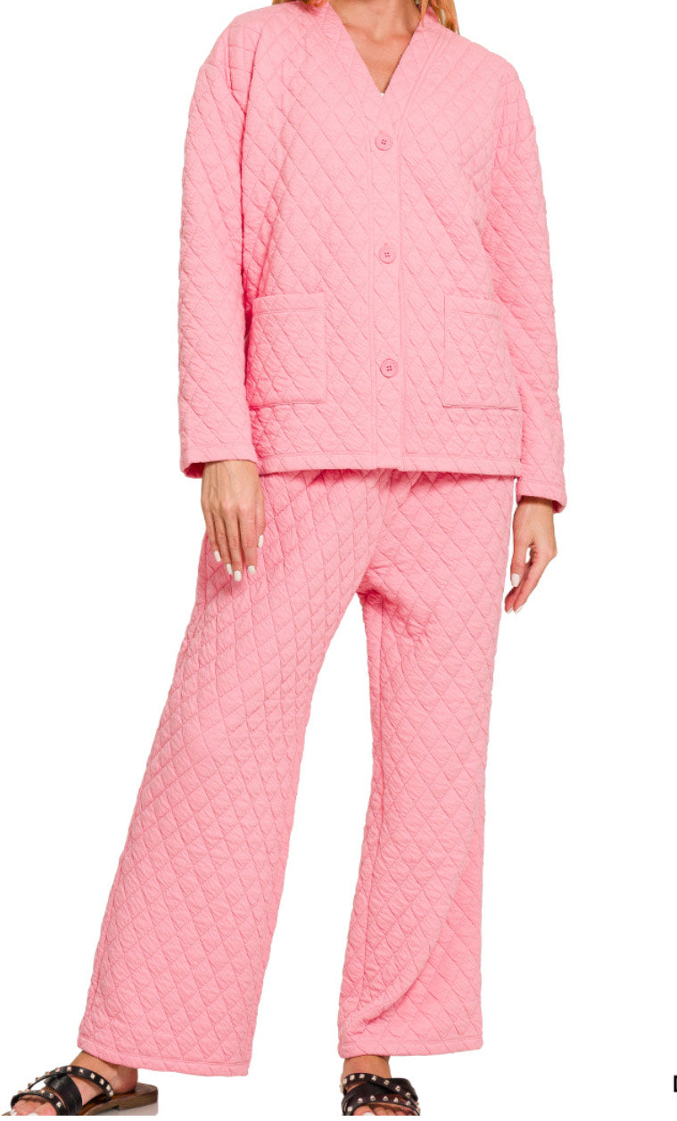 Zinnia Quilted Jacket & Pants Set – Cozy Luxe Loungewear