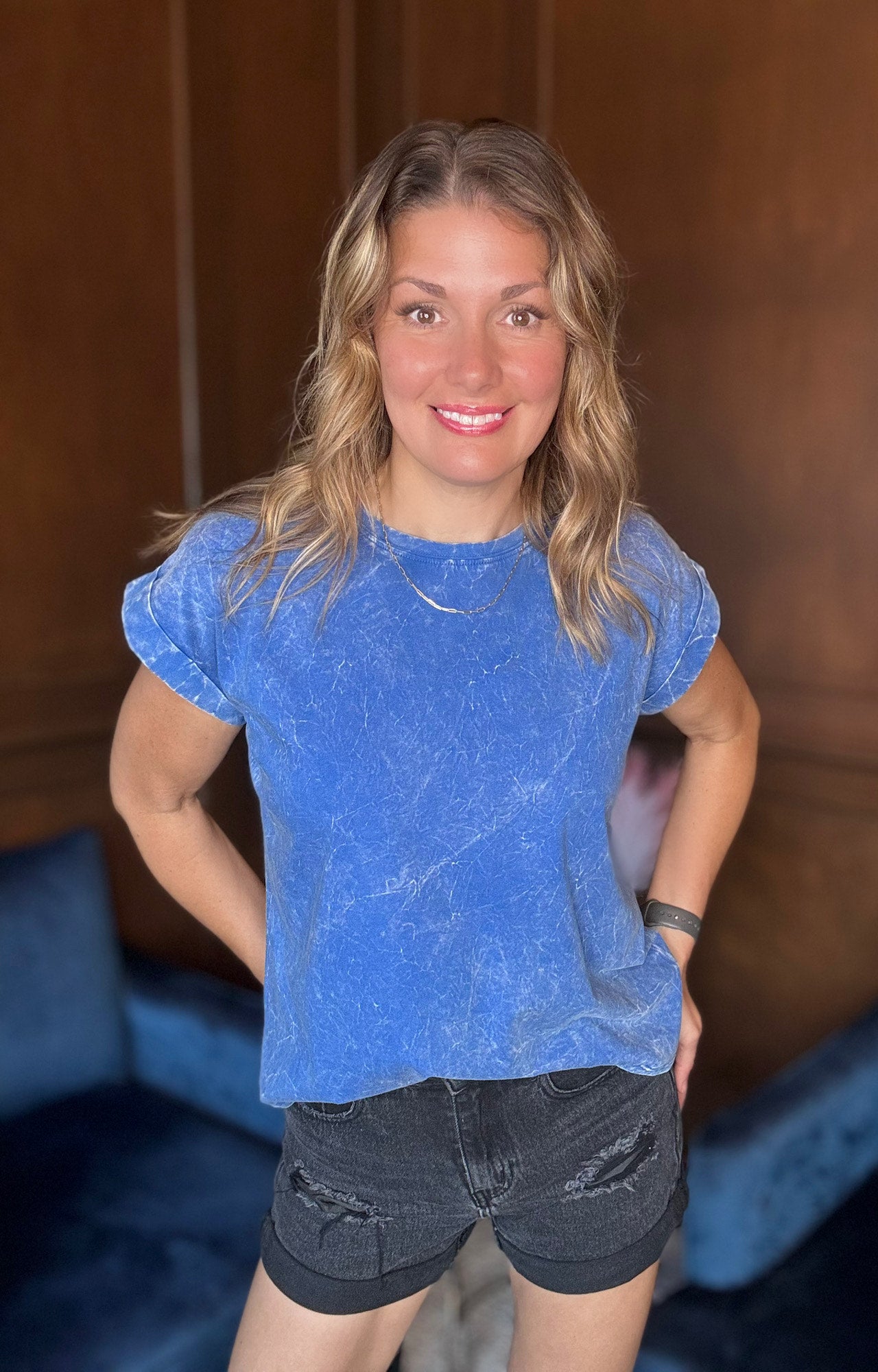 Simona Acid Wash Crinkle Short Sleeve Tee