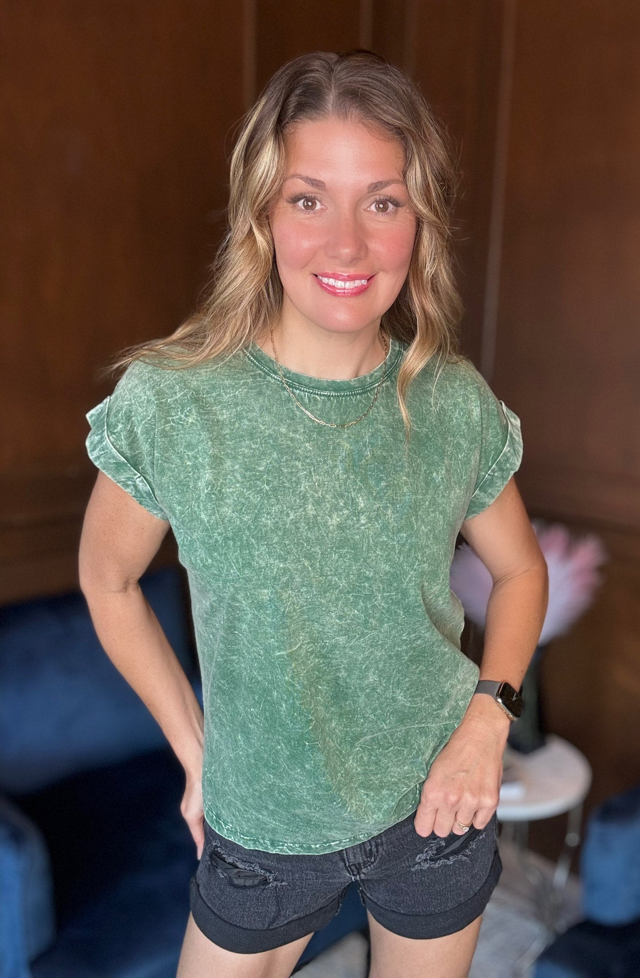 Simona Acid Wash Crinkle Short Sleeve Tee
