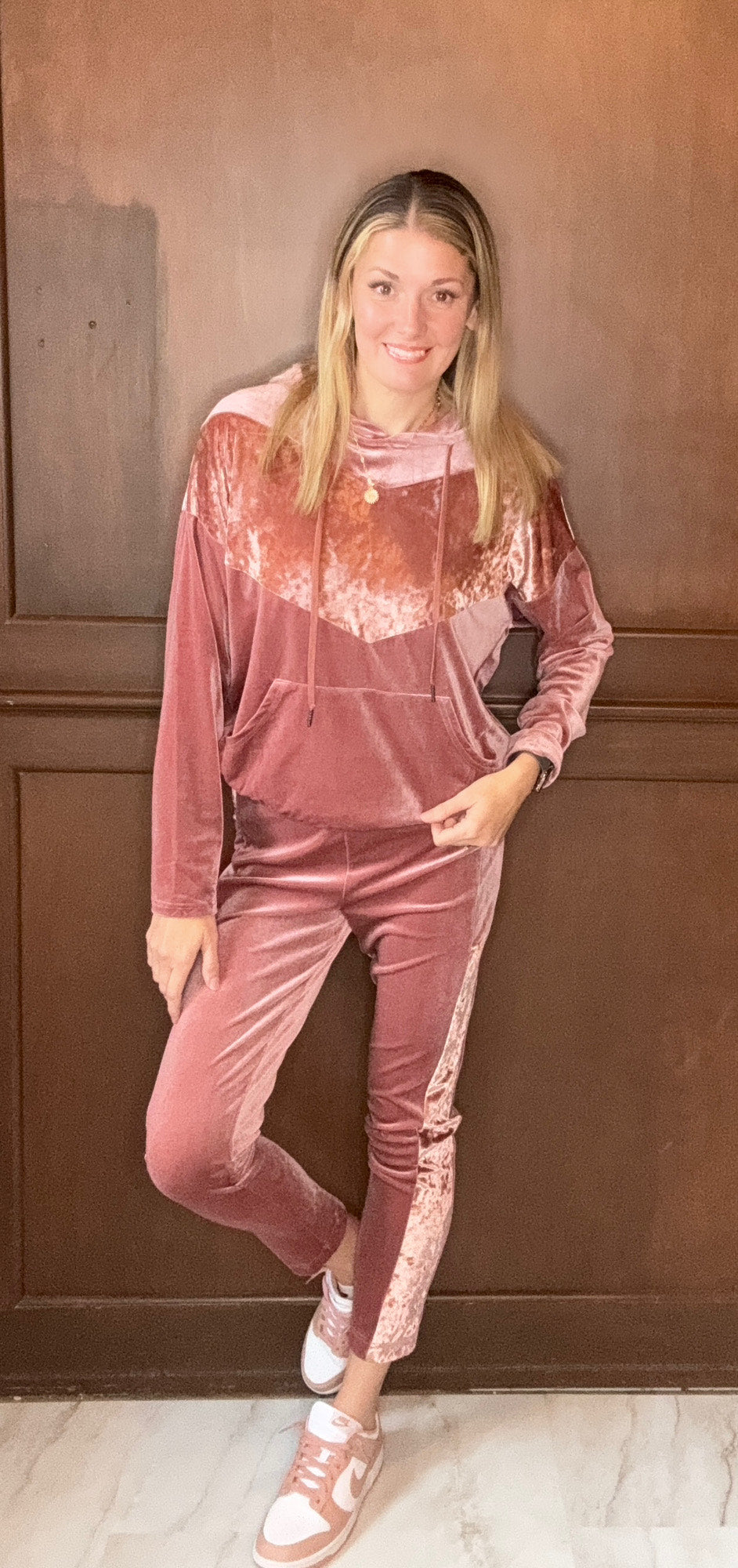 Bryce Rose Gold Velour Luxe Hoodie & Jogger Set