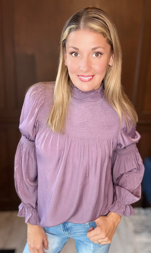 Barrett Lavender Chiffon Long Sleeve Blouse