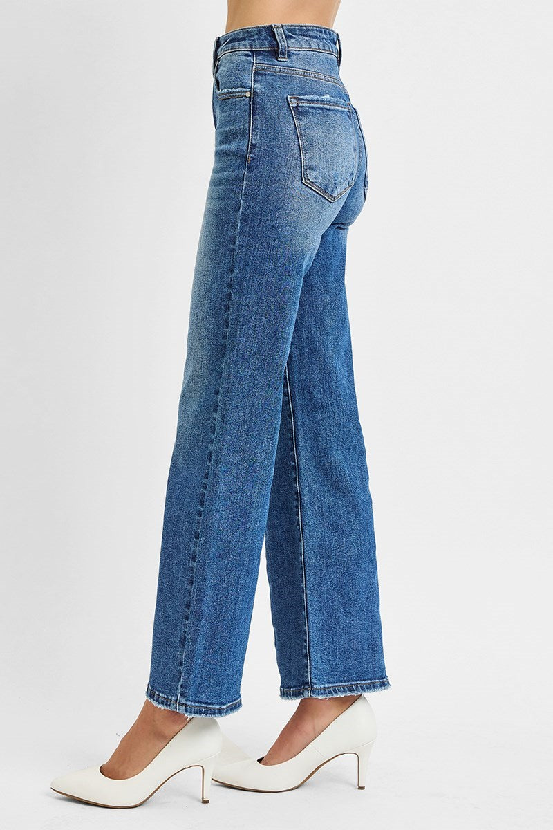 Julianne High Rise Ankle Straight Relaxed Jeans – Soft Stretch Denim