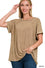Betty Acid Washed Ribbed Short Sleeve Top – Mocha | Soft Ribbed Fall Tee