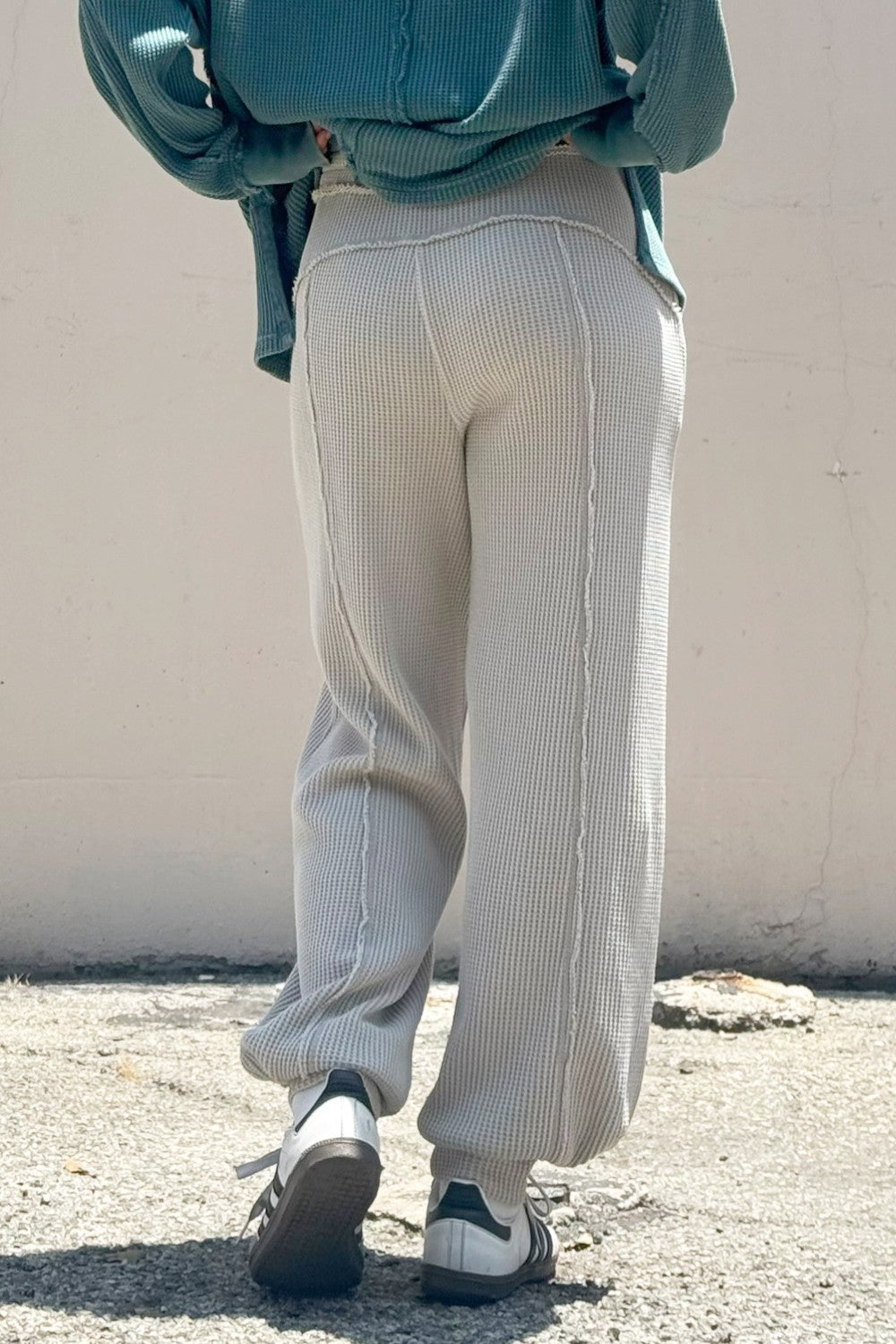 Rexa Mineral Washed Waffle Cocoon Pants – Relaxed Fit Jogger Style