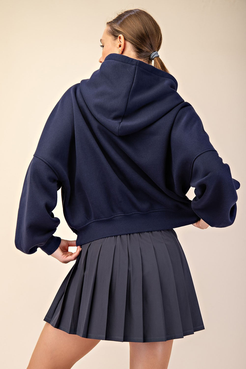 Lillibet Oversized Quarter Zip Hoodie Jacket – French Terry Fleece